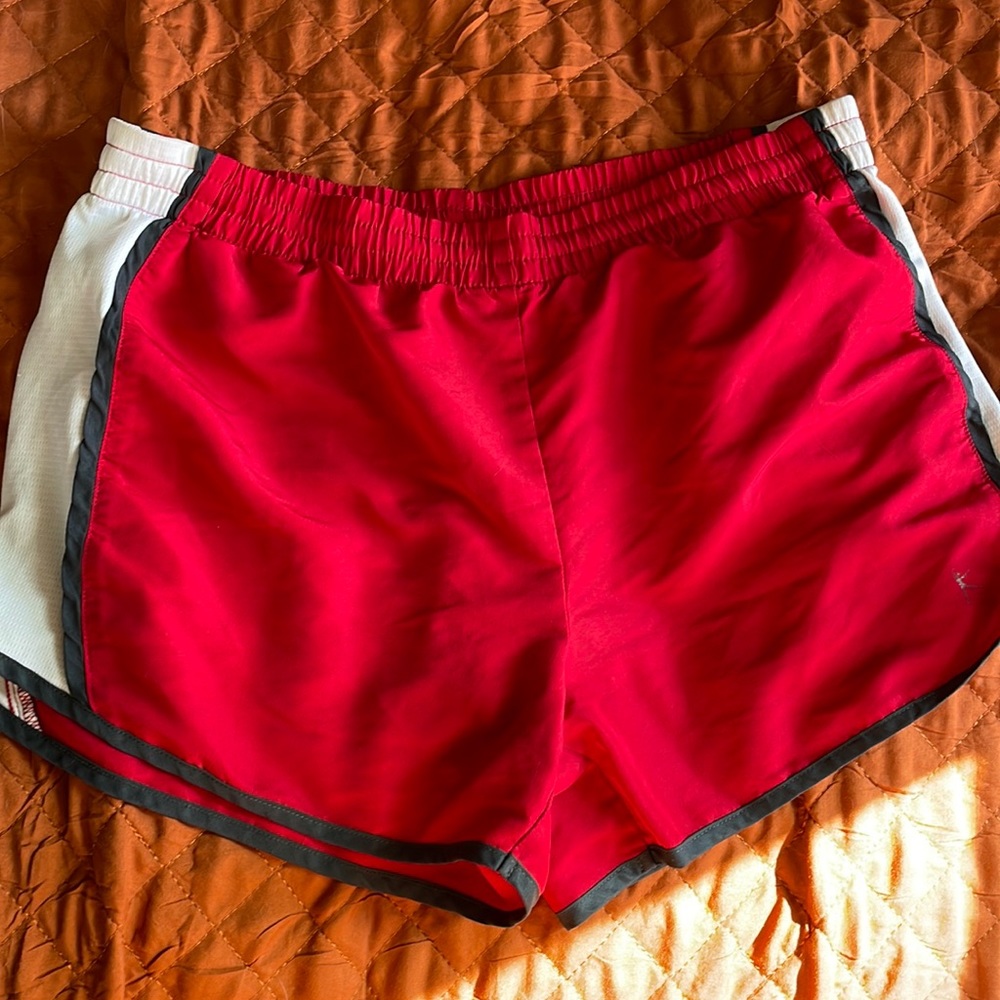 Red athletic shorts